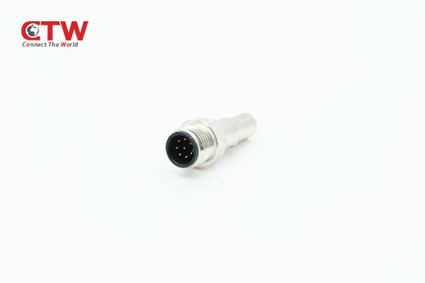  marine connector M12 A code 8 pin male over molding type connector for sensor 